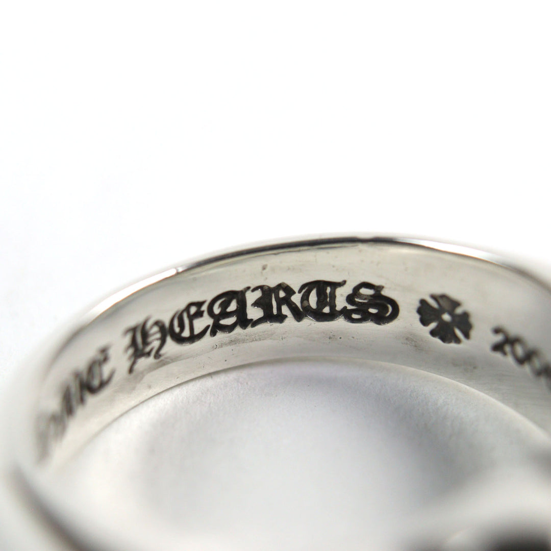 美品 CHROME HEARTS リング フローラルクロスハートリング シルバー925 メンズ 中古