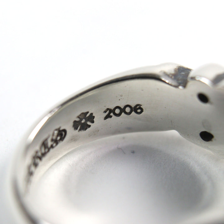 美品 CHROME HEARTS リング フローラルクロスハートリング シルバー925 メンズ 中古