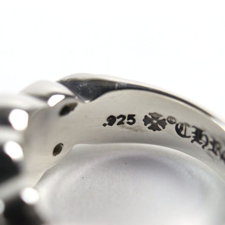 美品 CHROME HEARTS リング フローラルクロスハートリング シルバー925 メンズ 中古