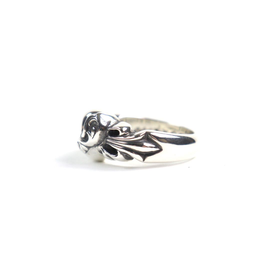 美品 CHROME HEARTS リング フローラルクロスハートリング シルバー925 メンズ 中古