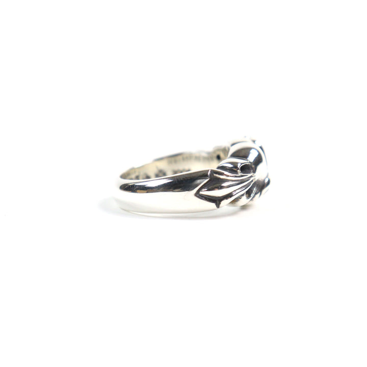 美品 CHROME HEARTS リング フローラルクロスハートリング シルバー925 メンズ 中古