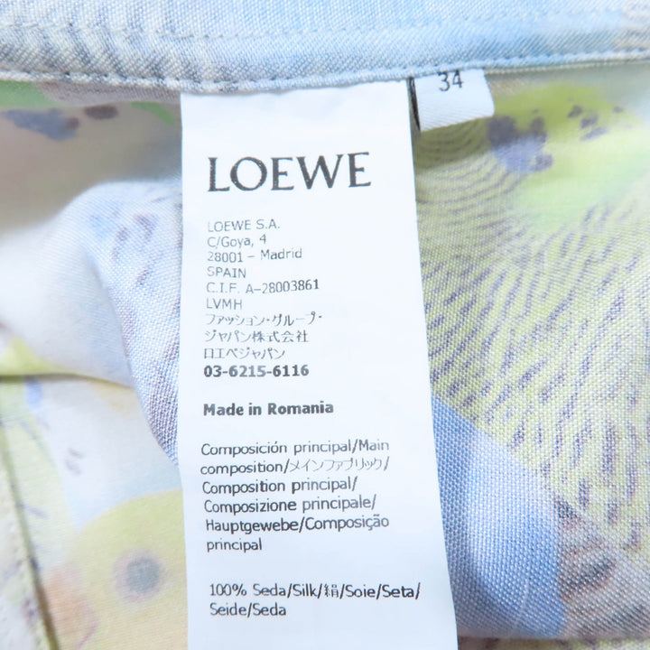 新品 LOEWE 半袖シャツ アナグラム刺繍 オウムプリント シルク 34 S359Y05X45
