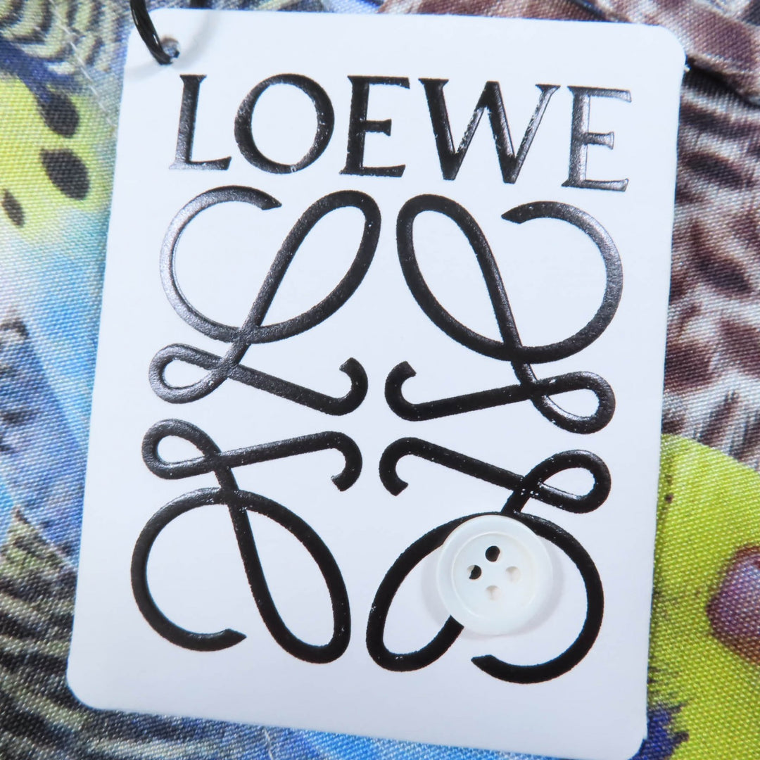 新品 LOEWE 半袖シャツ アナグラム刺繍 オウムプリント シルク 34 S359Y05X45