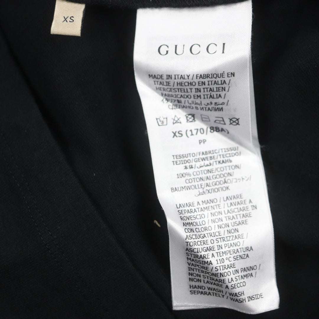 Great GUCCI Palace Short sleeve T-shirt black cotton mens XS 548334