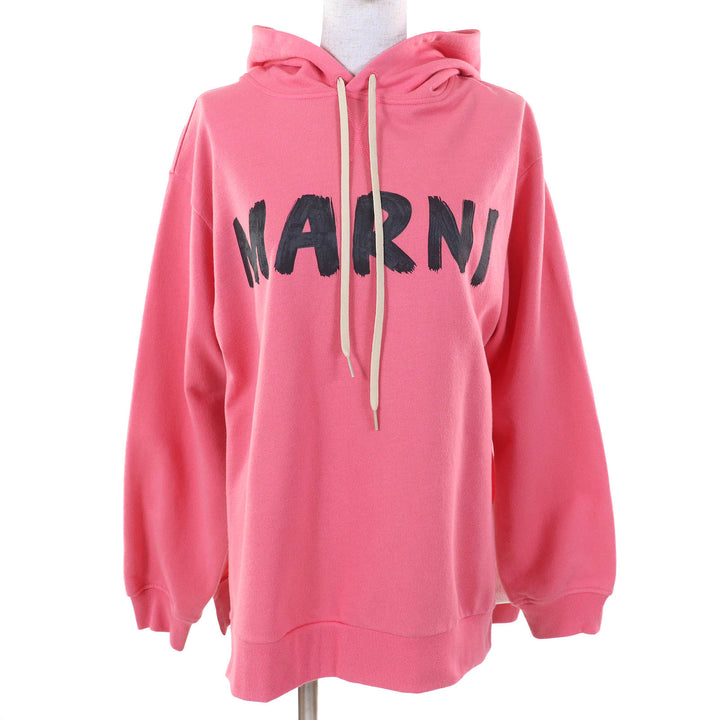 Great MARNI hoodie Side slit asymmetric painted logo sweatshirt pullover 38