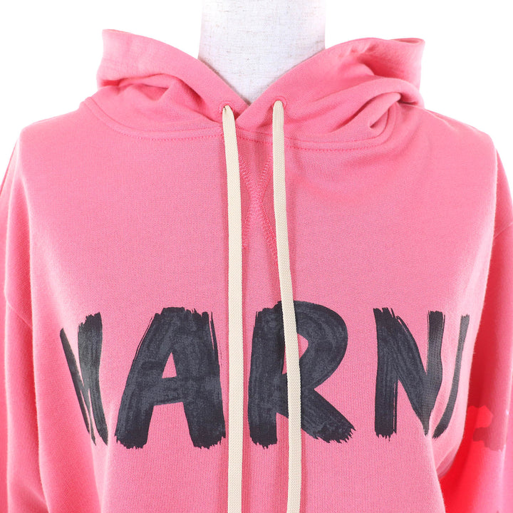 Great MARNI hoodie Side slit asymmetric painted logo sweatshirt pullover 38