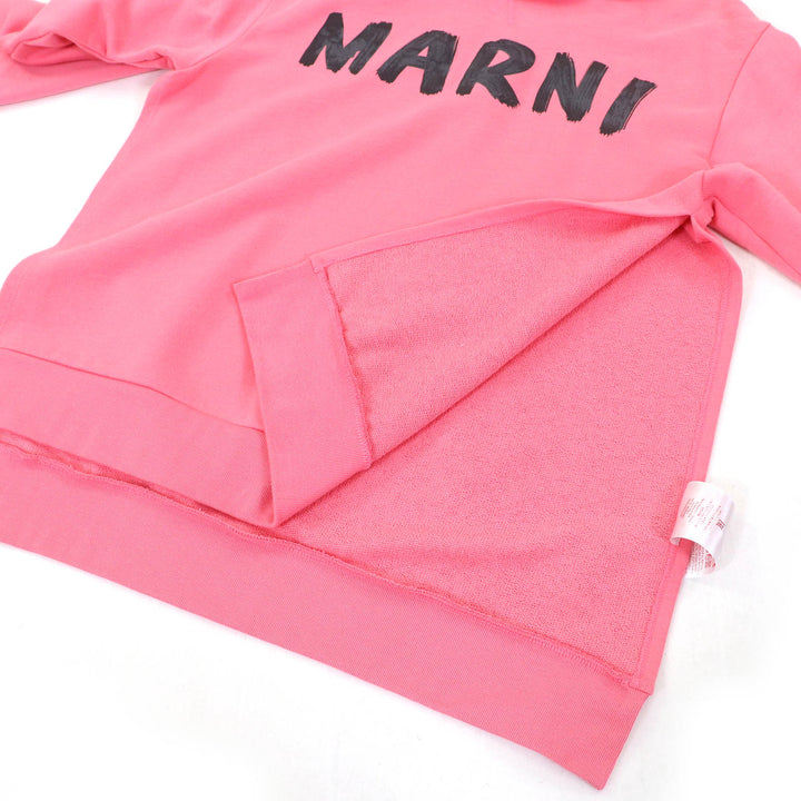Great MARNI hoodie Side slit asymmetric painted logo sweatshirt pullover 38
