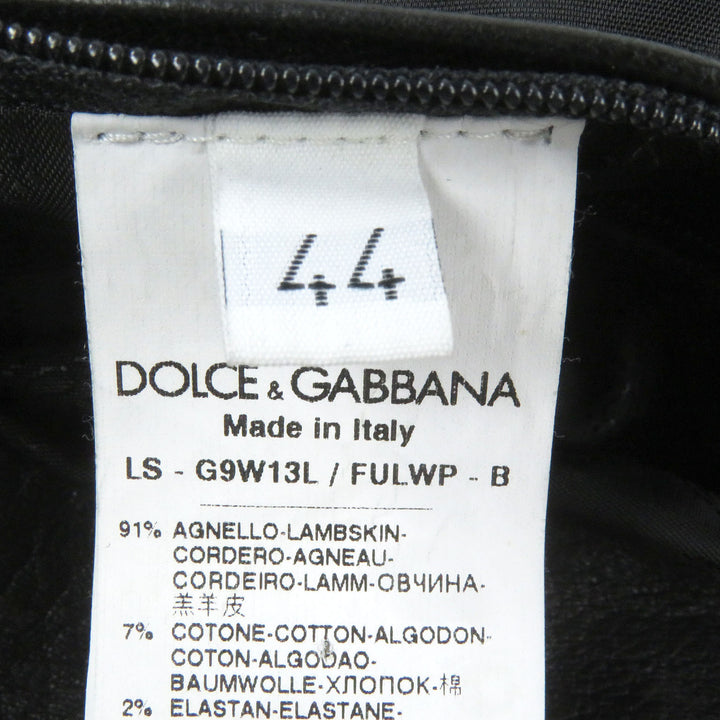 素晴らしいDOLCE&amp;GABBANAジャケットペイズリー柄裏地、ラムレザーライダースジャケット
