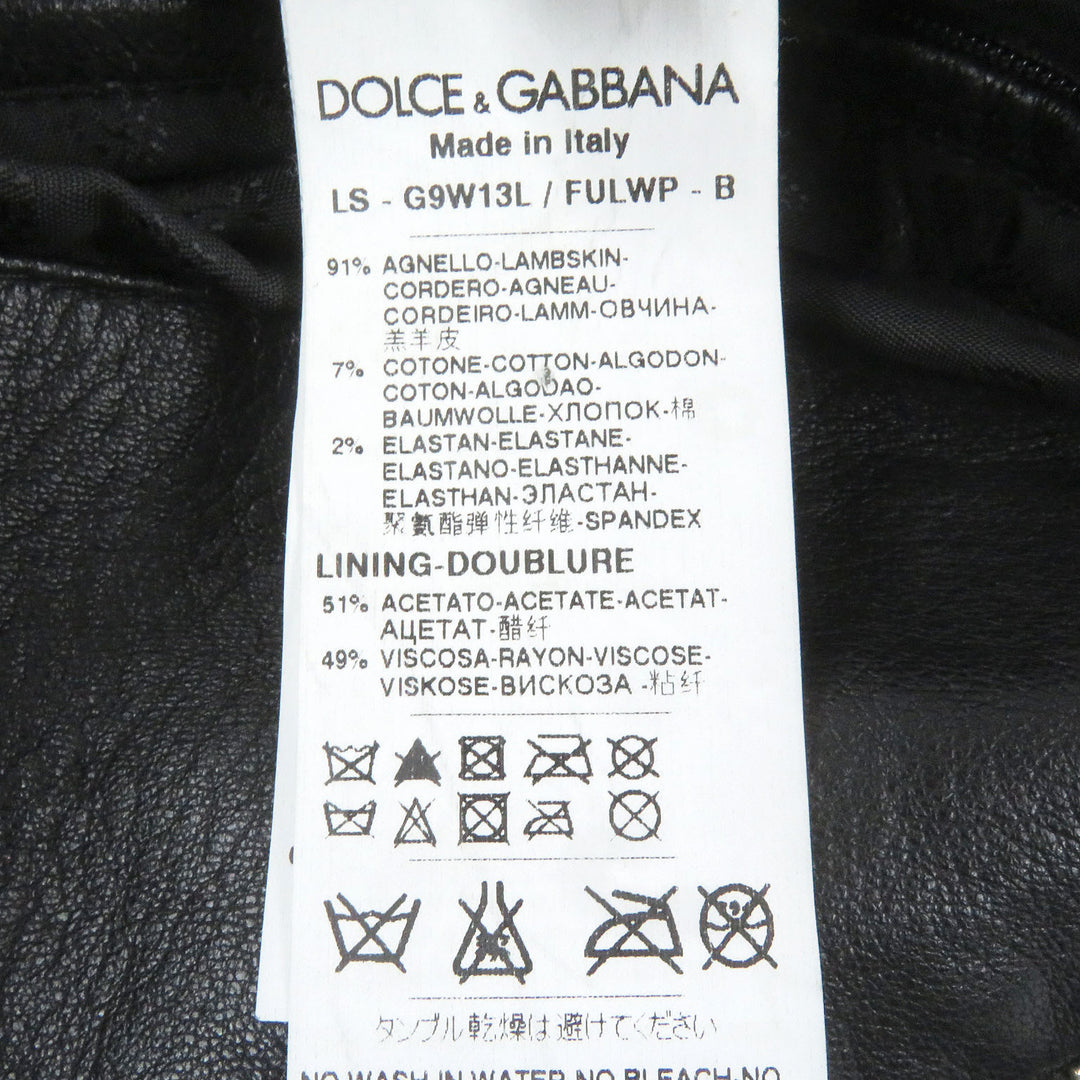 素晴らしいDOLCE&amp;GABBANAジャケットペイズリー柄裏地、ラムレザーライダースジャケット