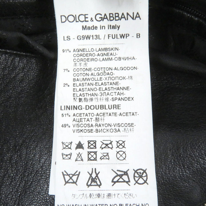 素晴らしいDOLCE&amp;GABBANAジャケットペイズリー柄裏地、ラムレザーライダースジャケット