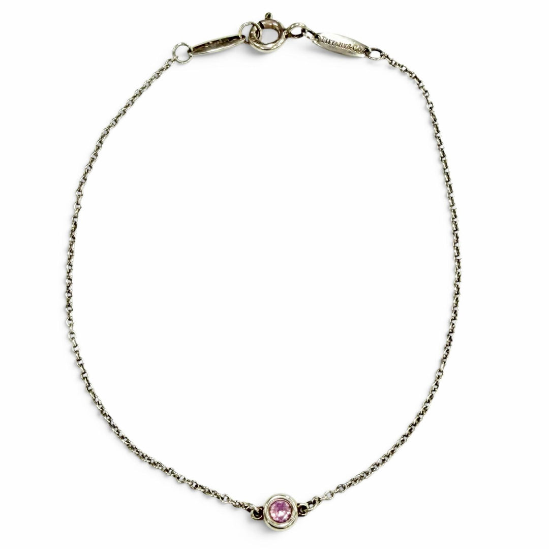 Great TIFFANY&Co. Color by the Yard Pink Sapphire Bracelet Silver AG925 Women