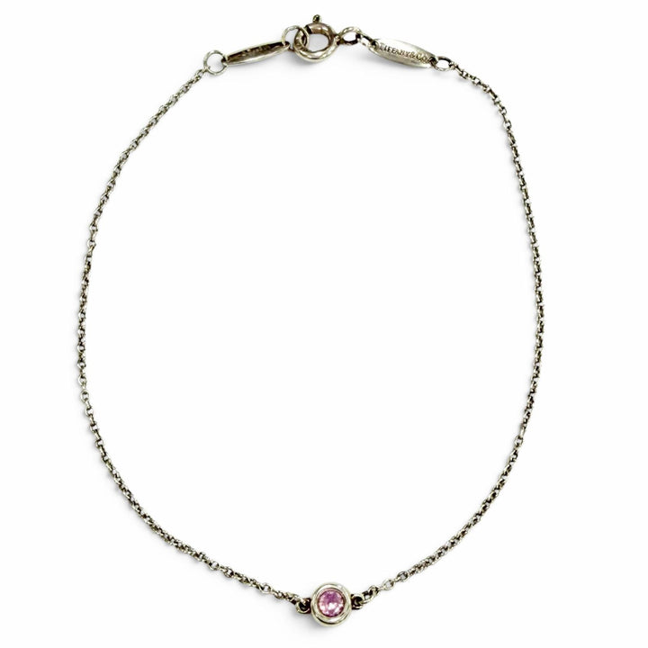 Great TIFFANY&Co. Color by the Yard Pink Sapphire Bracelet Silver AG925 Women