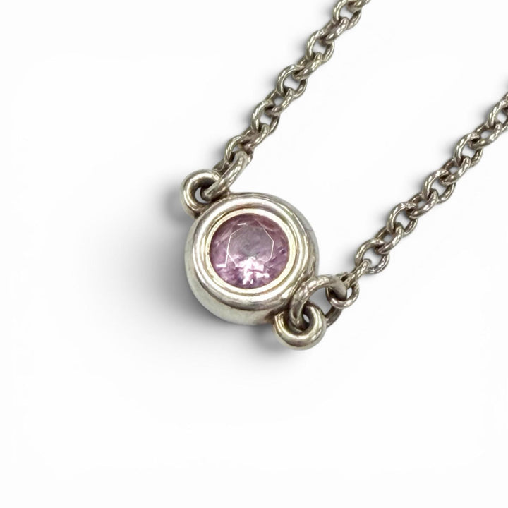 Great TIFFANY&Co. Color by the Yard Pink Sapphire Bracelet Silver AG925 Women