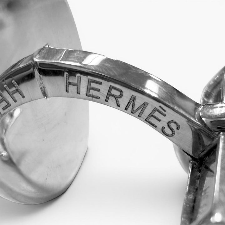 Excellent HERMES Cufflinks cufflinks Serie motif Crude Cell Silver AG925 mens