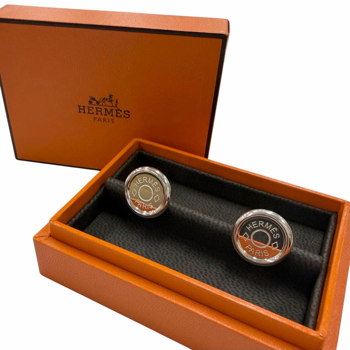 Excellent HERMES Cufflinks cufflinks Serie motif Crude Cell Silver AG925 mens