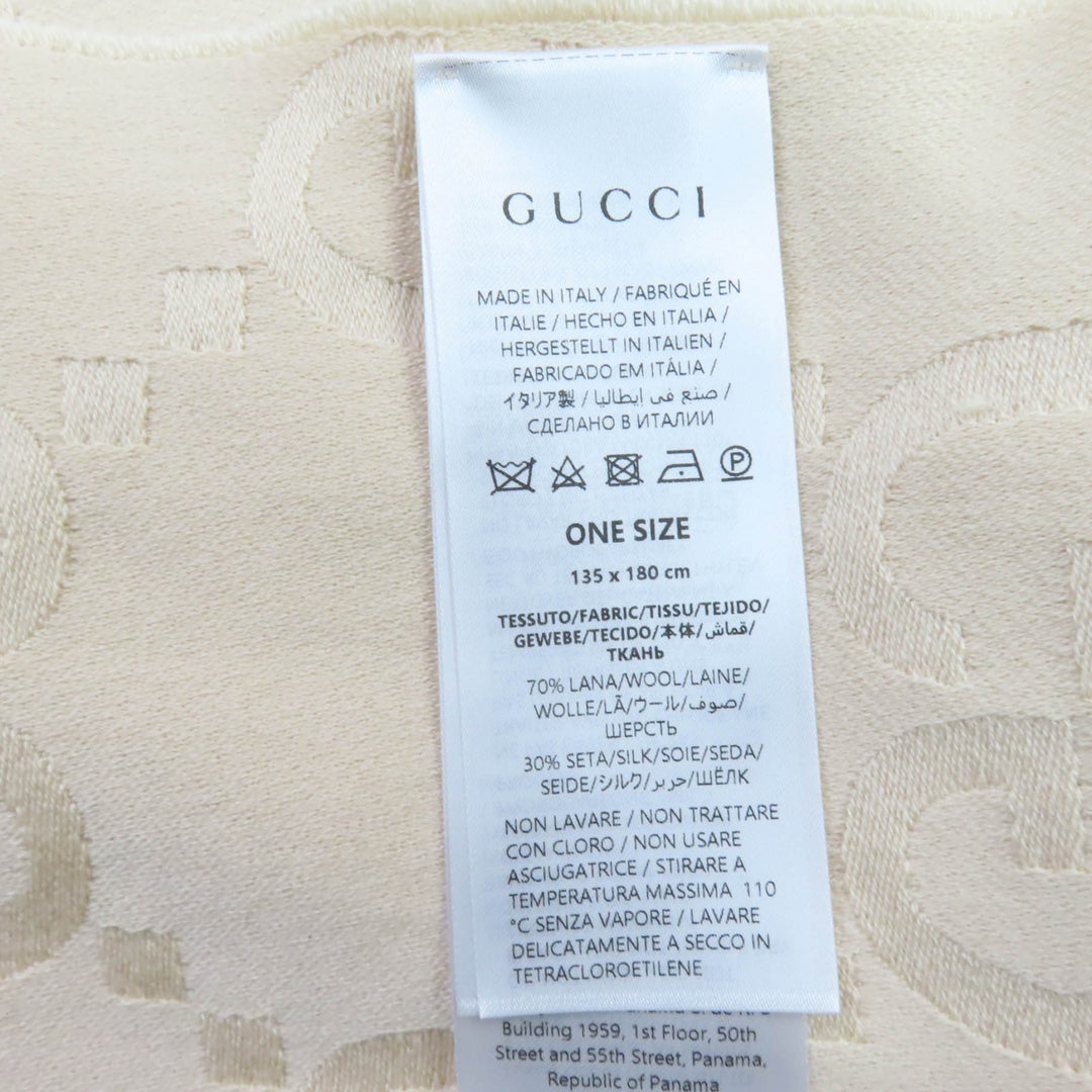 グッチ ショール GG ジャカード ラージ ブランケット ベージュ ウール レディース 795551 美品