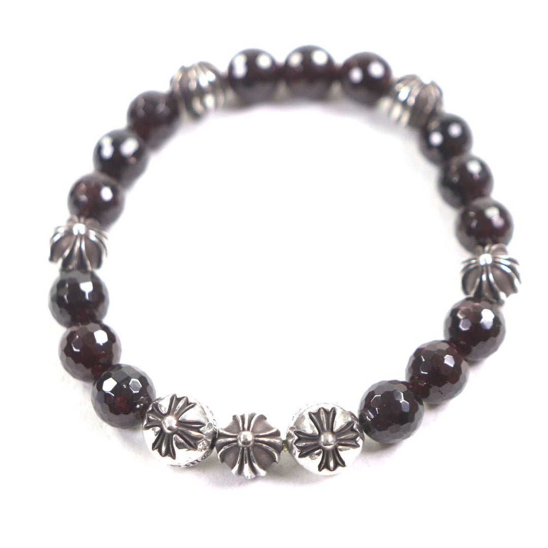 Very Good CHROME HEARTS bracelet BEAD Bordeaux Silver garnet mens