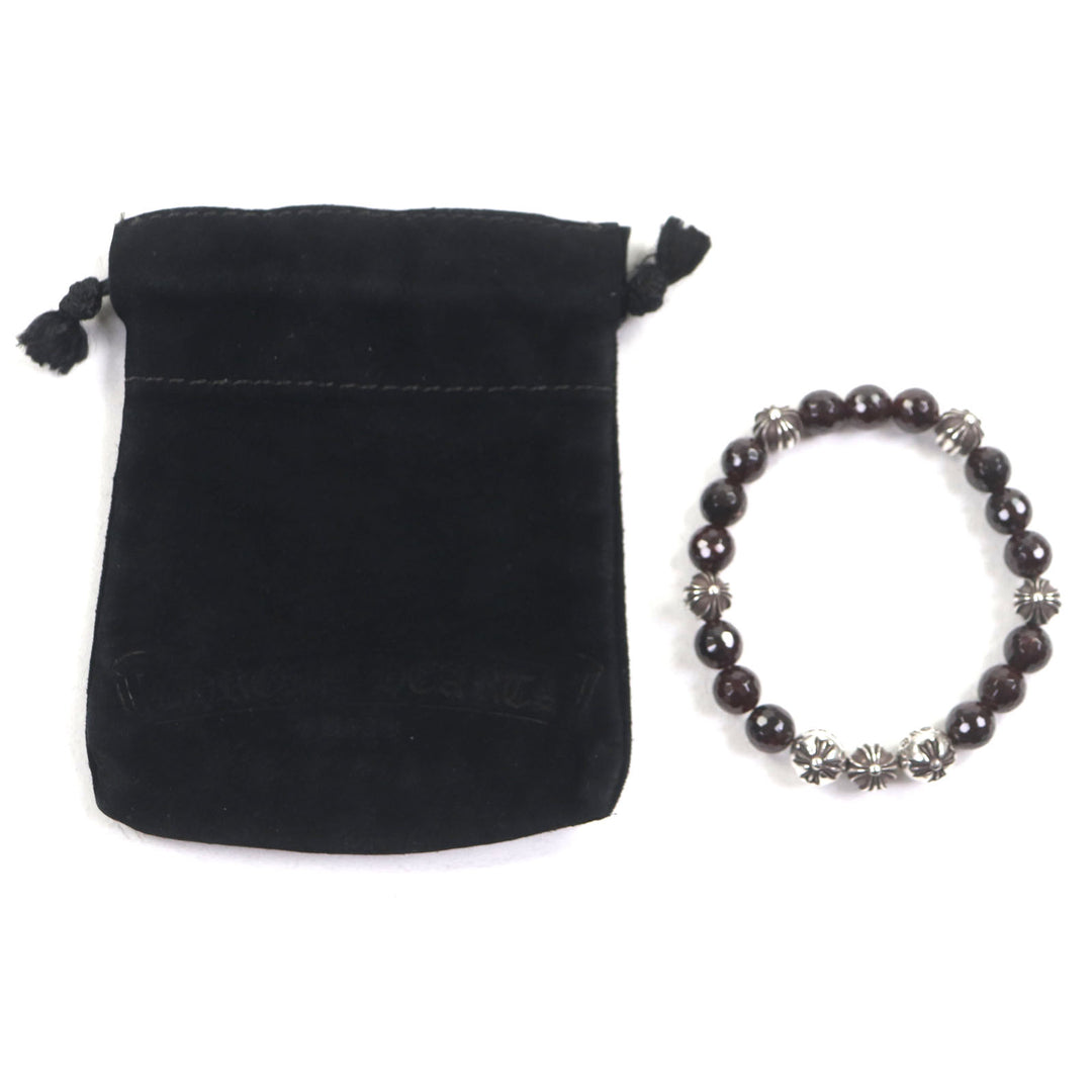 Very Good CHROME HEARTS bracelet BEAD Bordeaux Silver garnet mens