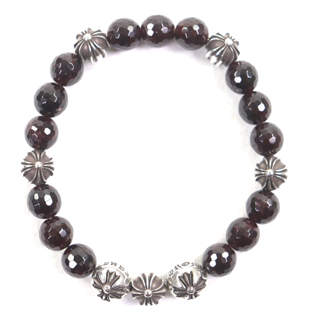 Very Good CHROME HEARTS bracelet BEAD Bordeaux Silver garnet mens