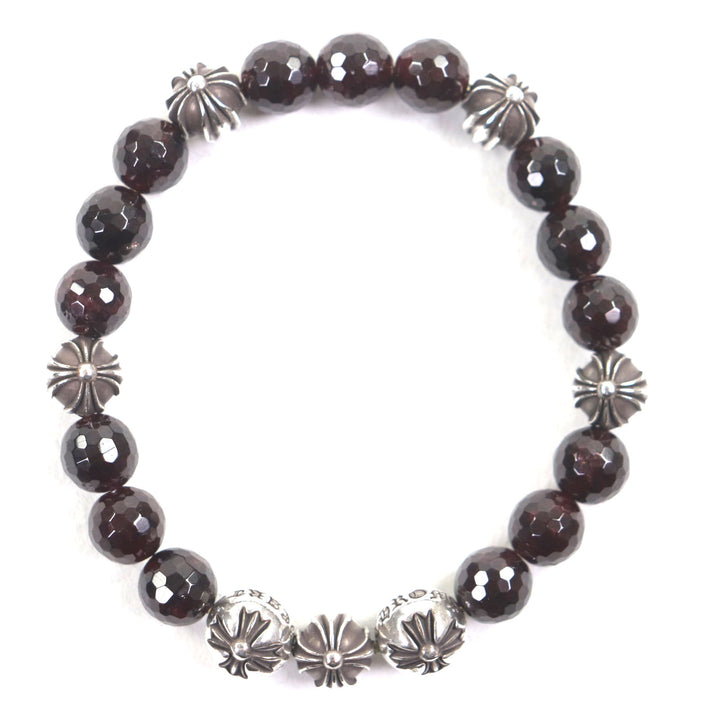 Very Good CHROME HEARTS bracelet BEAD Bordeaux Silver garnet mens