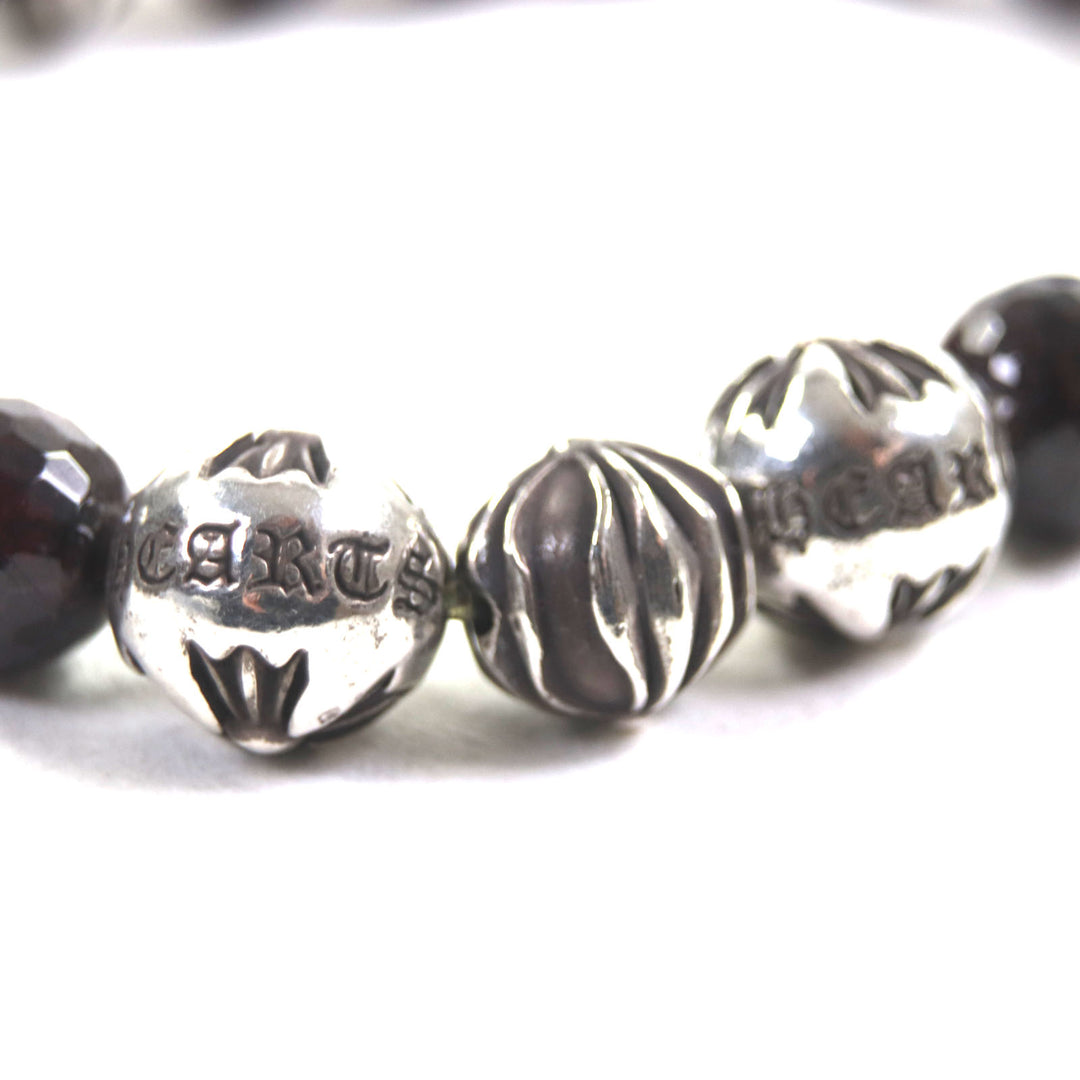 Very Good CHROME HEARTS bracelet BEAD Bordeaux Silver garnet mens