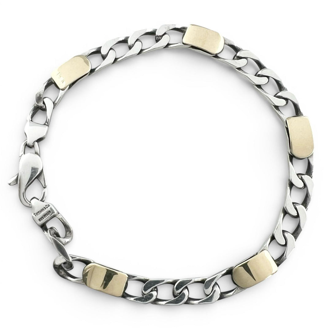 Great TIFFANY&Co. bracelet Figaro Chain Silver SV925 mens