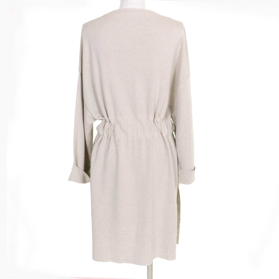 Great FOXEY cardigan Swing logo embroidery, belted, long sleeves beige linen