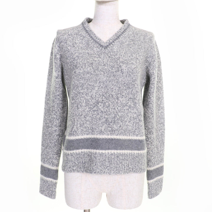 Excellent Christian Dior knit Back logo V-neck Long sleeves gray 38 054S01AM303