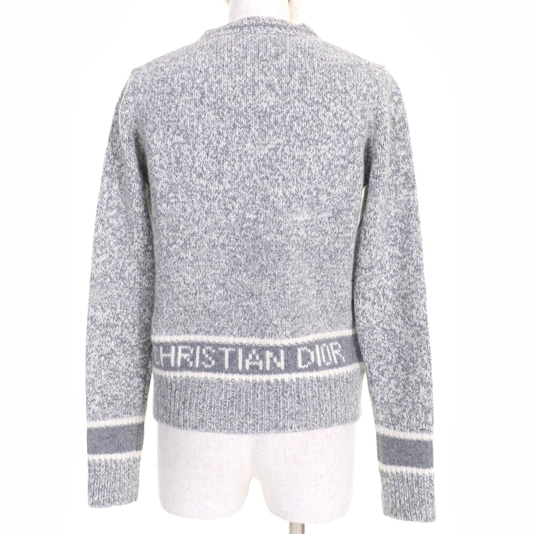 Excellent Christian Dior knit Back logo V-neck Long sleeves gray 38 054S01AM303