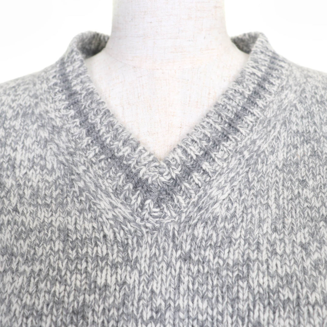 Excellent Christian Dior knit Back logo V-neck Long sleeves gray 38 054S01AM303