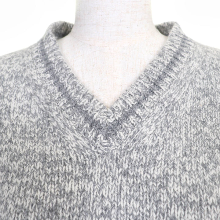 Excellent Christian Dior knit Back logo V-neck Long sleeves gray 38 054S01AM303