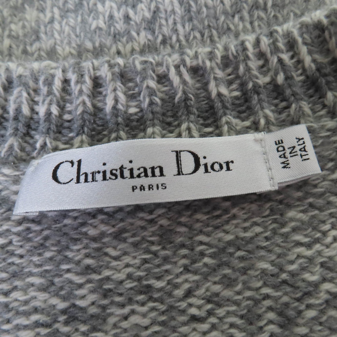 Excellent Christian Dior knit Back logo V-neck Long sleeves gray 38 054S01AM303