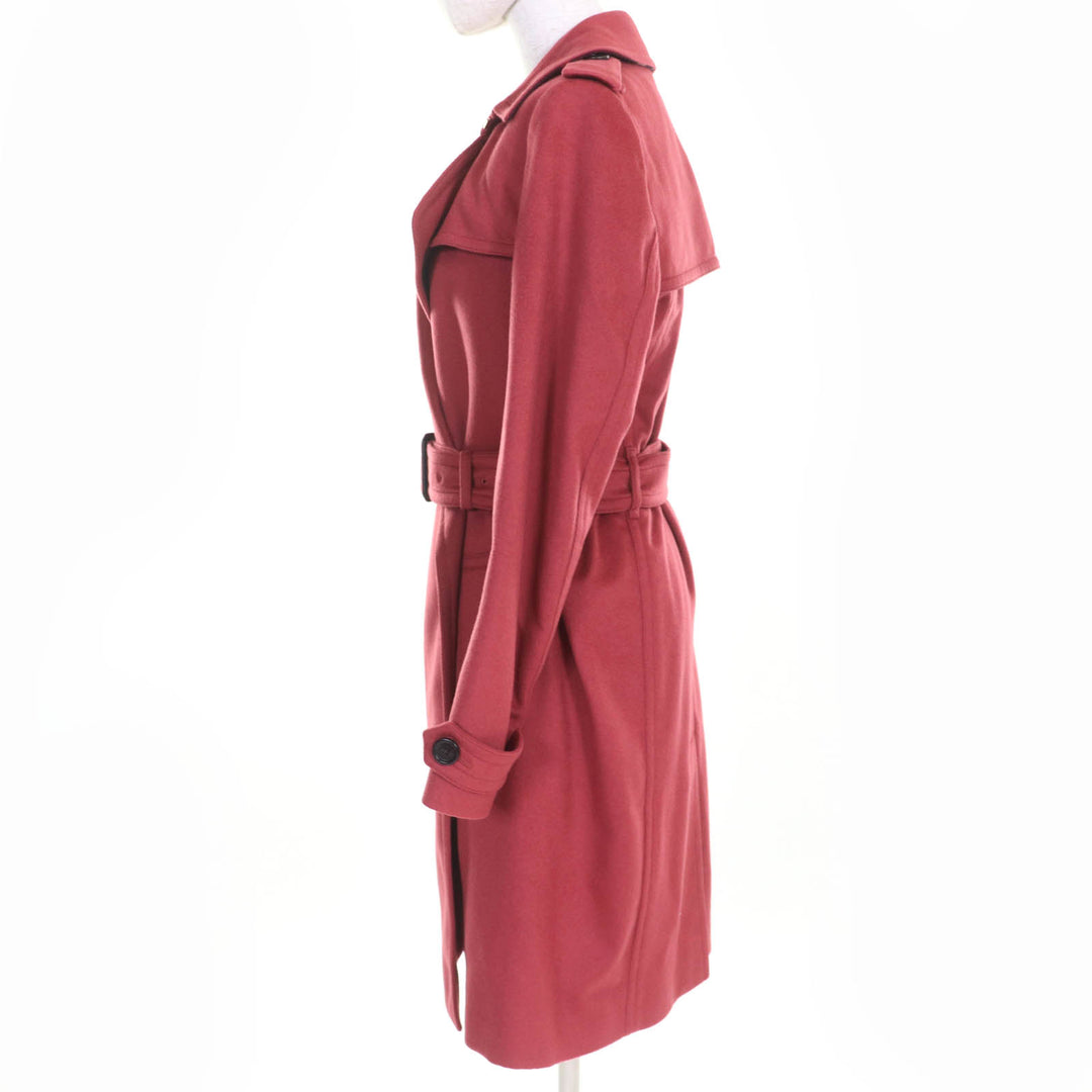 Great BURBERRY coat Logo button and belt wrap cashmere Women 40 4023676