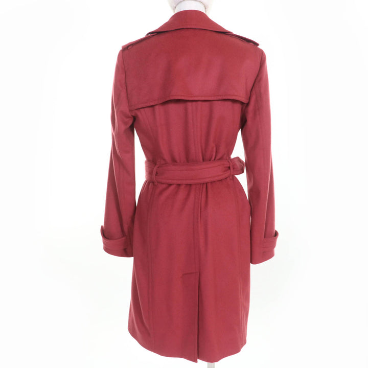 Great BURBERRY coat Logo button and belt wrap cashmere Women 40 4023676