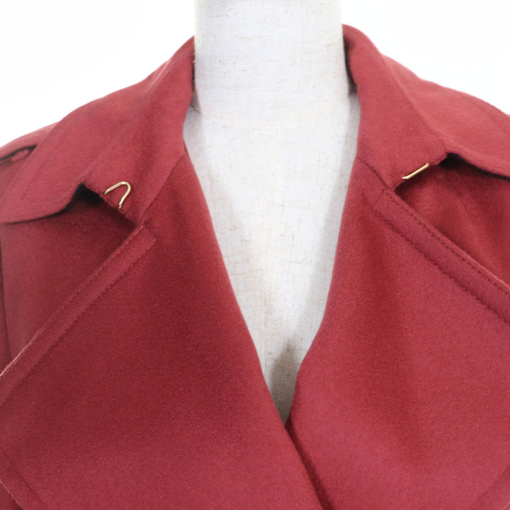 Great BURBERRY coat Logo button and belt wrap cashmere Women 40 4023676
