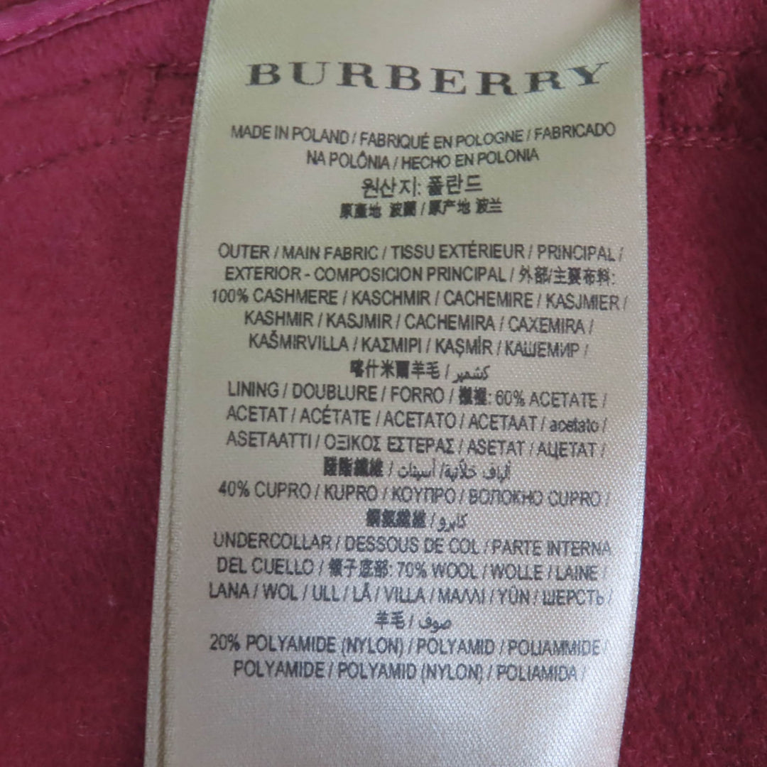 Great BURBERRY coat Logo button and belt wrap cashmere Women 40 4023676