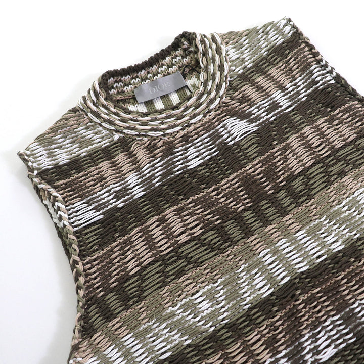 Excellent DIOR Best Woven crew neck knit Khaki cotton mens L 383M636AT544