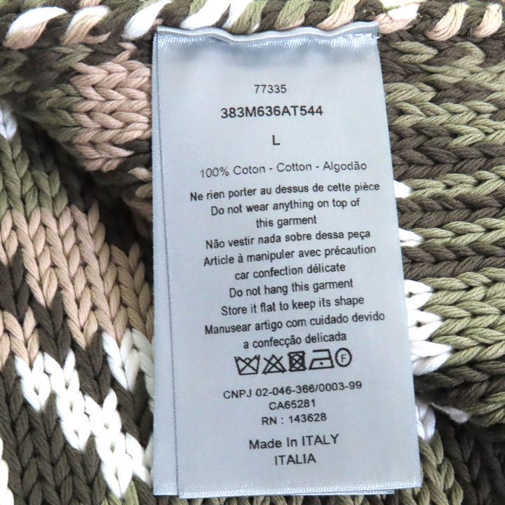 Excellent DIOR Best Woven crew neck knit Khaki cotton mens L 383M636AT544