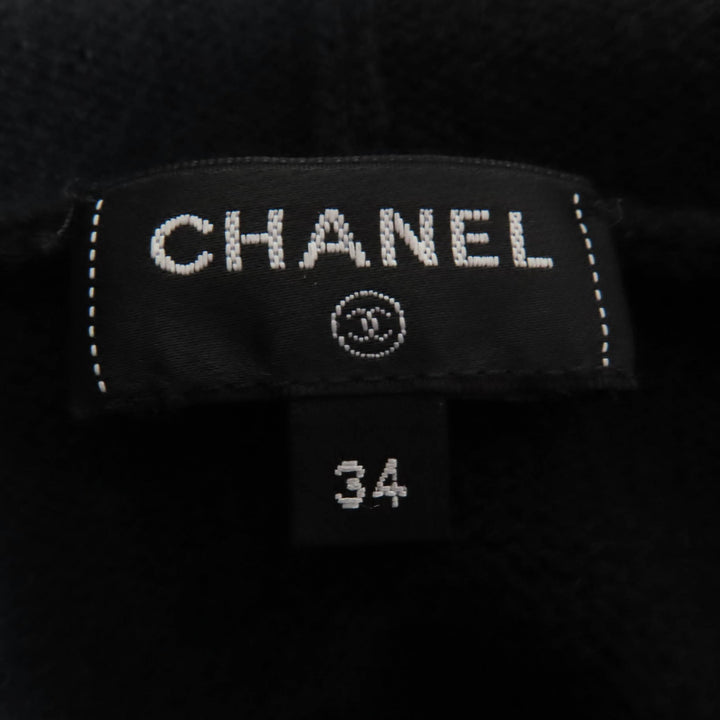 Excellent CHANEL hoodie COCO Mark Button 2-Way Cropped Knit cashmere 34 P72799
