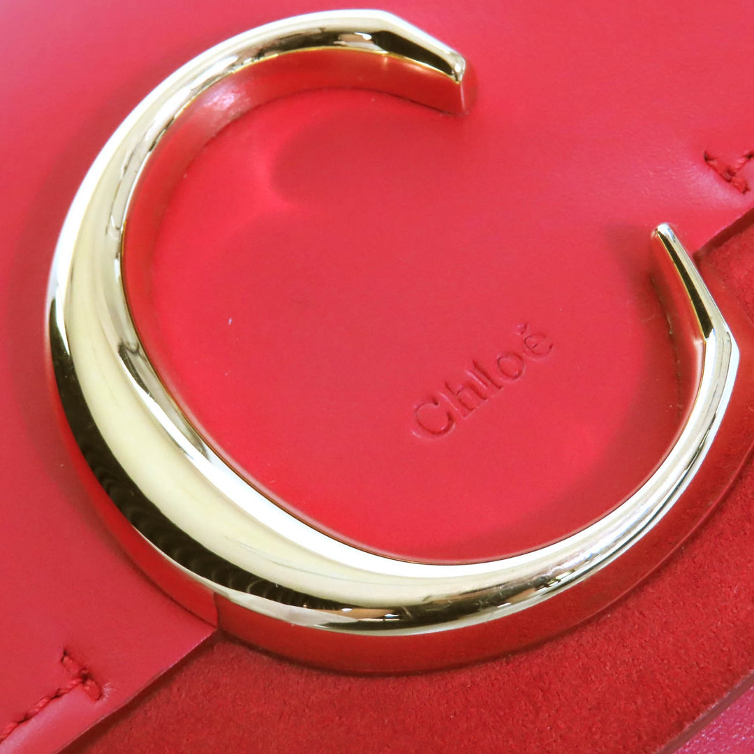 Excellent Chloe Shoulder Bag Chloe C logo chain Red Cowhide CHC19SS192A37640