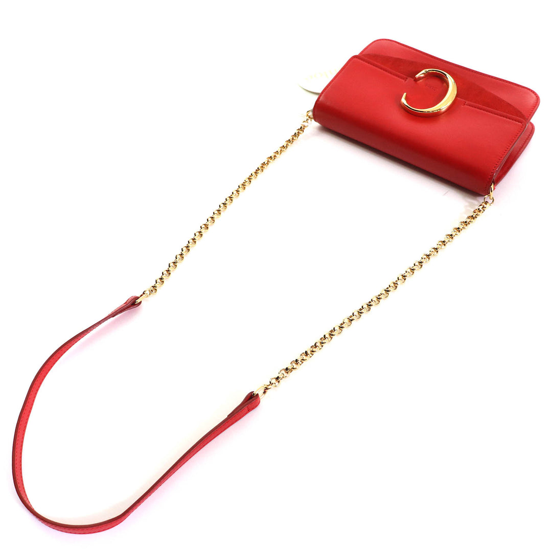 Excellent Chloe Shoulder Bag Chloe C logo chain Red Cowhide CHC19SS192A37640