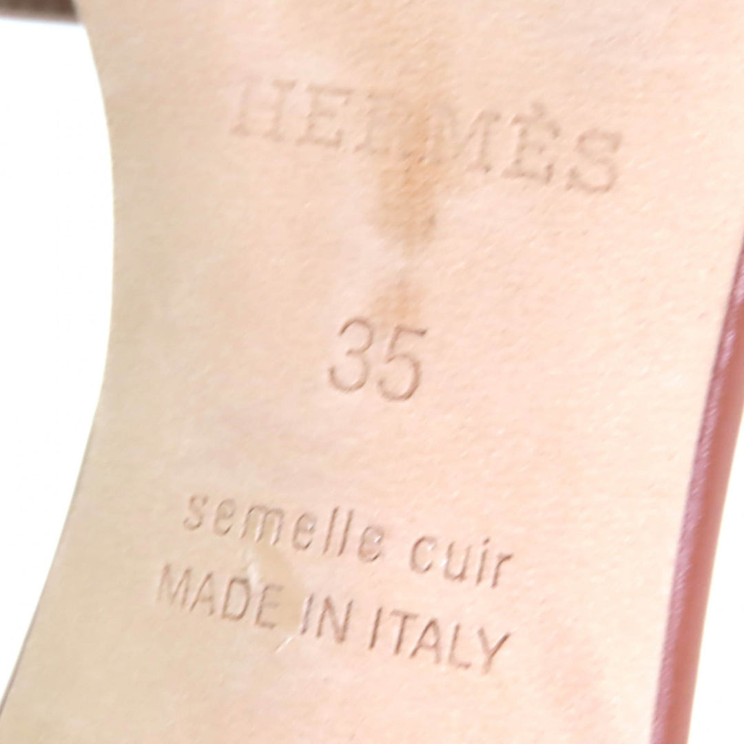 HERMES ミュール オアシス Hロゴ レザーサンダル ブラウン レザー レディース 35 071002Z