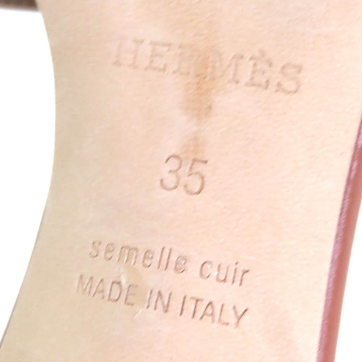 HERMES ミュール オアシス Hロゴ レザーサンダル ブラウン レザー レディース 35 071002Z