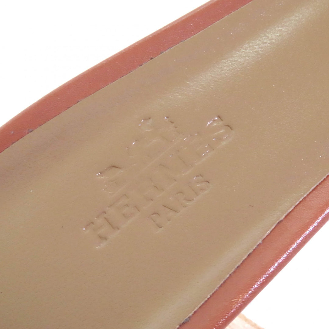 HERMES ミュール オアシス Hロゴ レザーサンダル ブラウン レザー レディース 35 071002Z