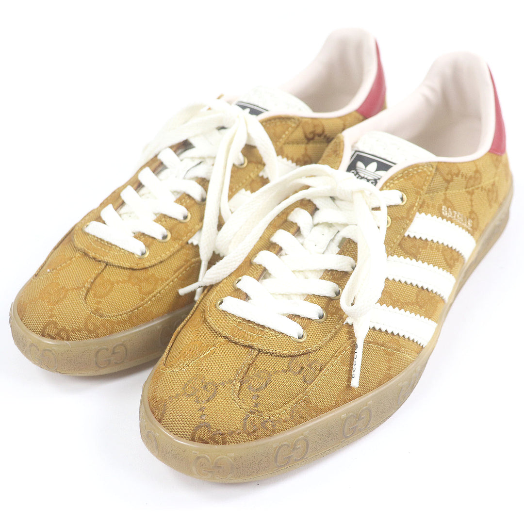 Pristine GUCCI×adidas Low cut sneakers GAZELLE Three Stripes Brown GG canvas mens