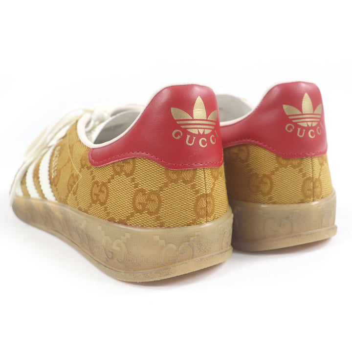 Pristine GUCCI×adidas Low cut sneakers GAZELLE Three Stripes Brown GG canvas mens