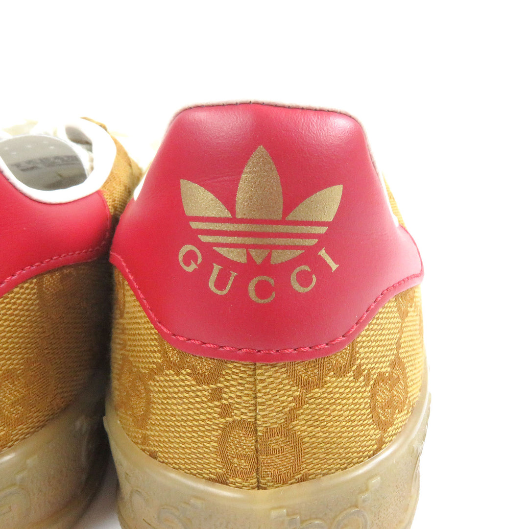 Pristine GUCCI×adidas Low cut sneakers GAZELLE Three Stripes Brown GG canvas