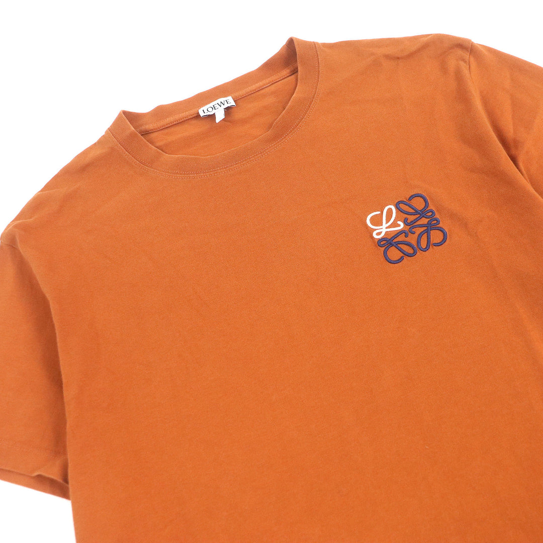 Excellent LOEWE Short sleeve T-shirt Anagram embroidery Brown cotton mens XS