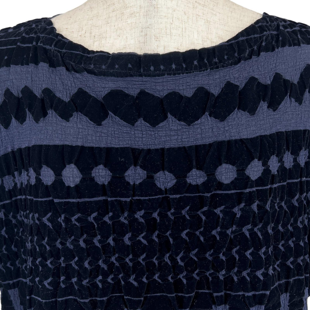 Great me ISSEY MIYAKE one piece Cauliflower Velvet Navy cotton Women M164FH582