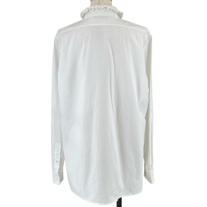 Great VALENTINO Long sleeve shirt With beads white cotton Women 42 WB0AB3155A6